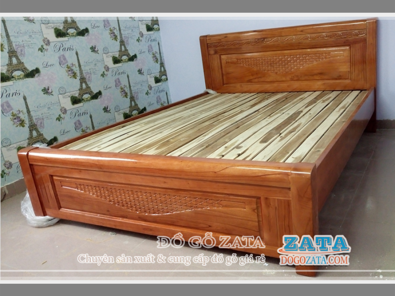 Giường ngủ giá rẻ 1m8 gỗ tự nhiên Xoan
