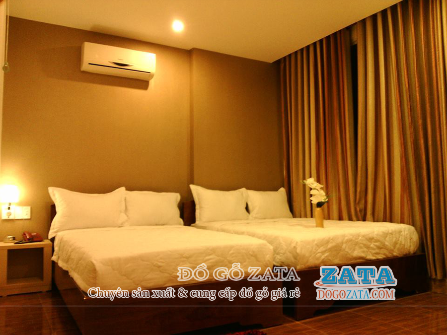 giường ngủ gỗ tự nhiên chuyên dùng cho khách sạn
